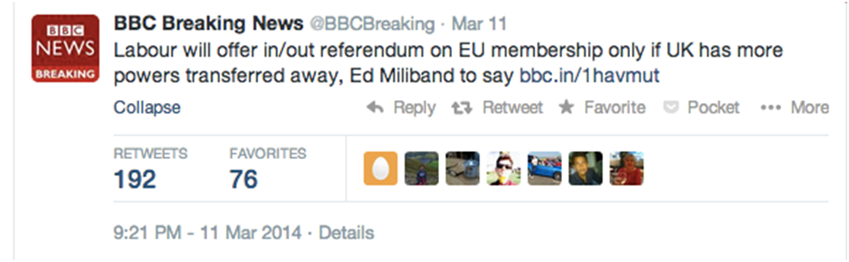 @BBCBreaking's tweet about Labour's stance on an EU referendum